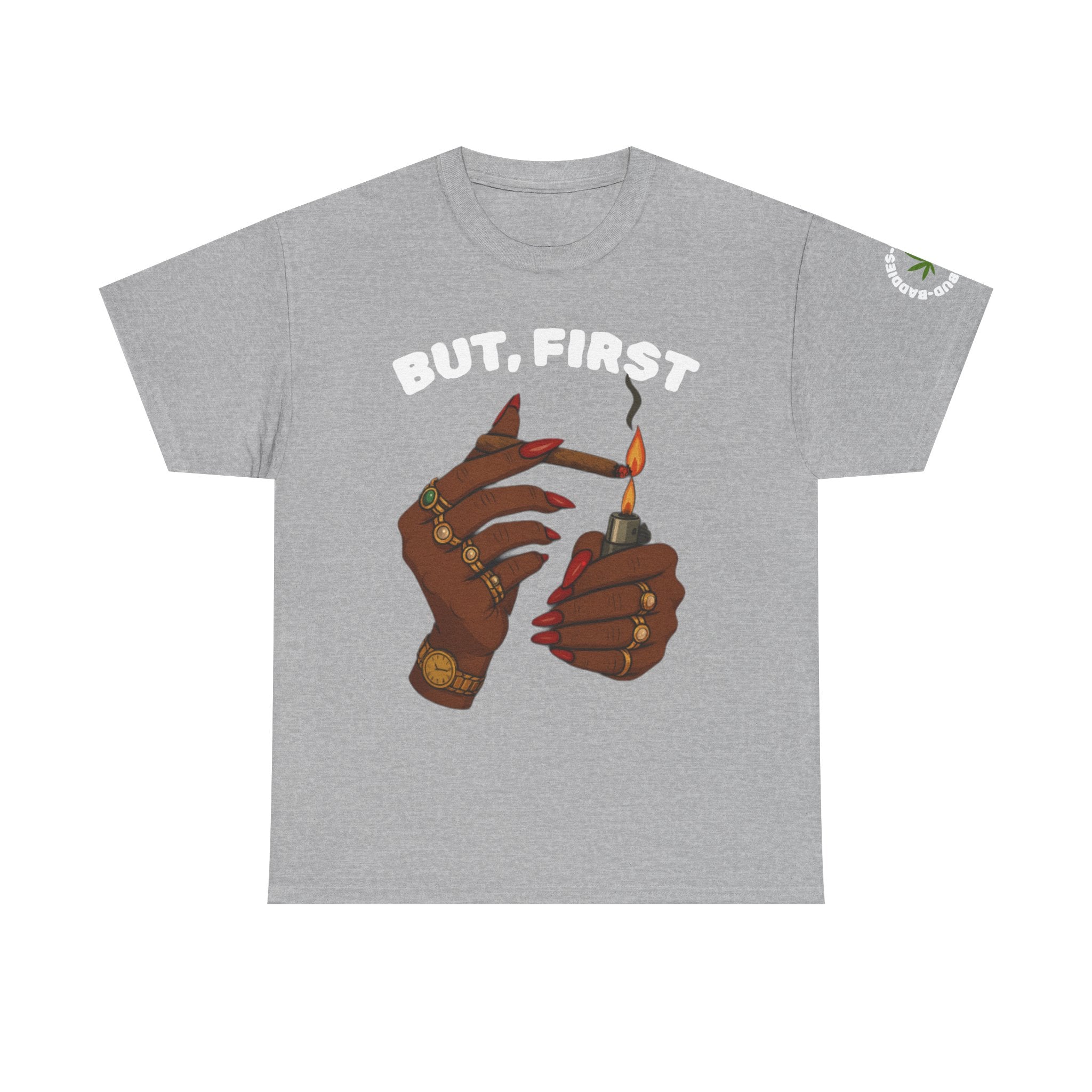 "BUT, FIRST" Graphic T‑Shirt